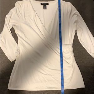 Ivory 3/4 sleeve lined wrap top